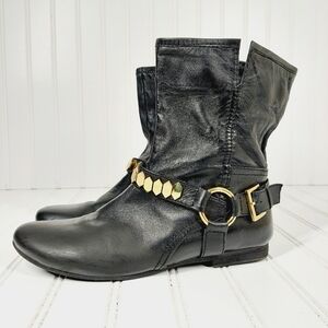 Nine West Emilianao Vintage American Collection Black Leather Ankle Boot B641